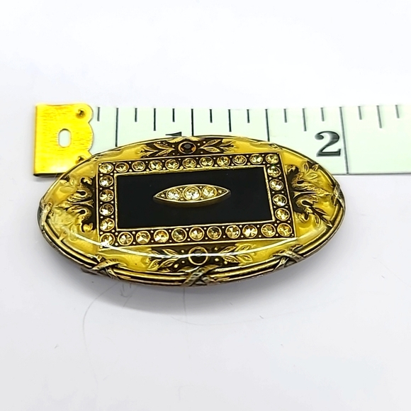 Catherine Popesco FRANCE Enamel Art Nouveau Revival Brooch w Inset Crystals - Picture 8 of 10